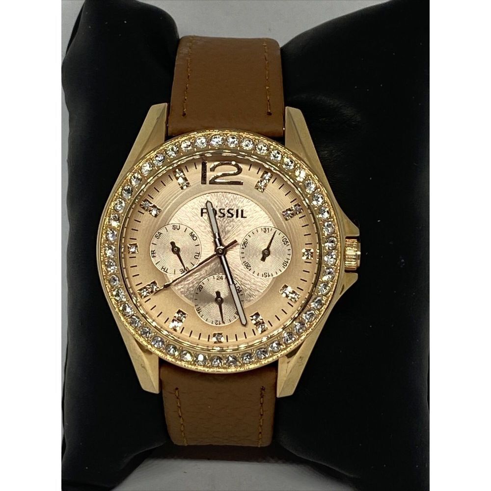 Fossil Riley ES2811 Women's Brown Leather Analog Dial Quartz Wrist Watch OP797